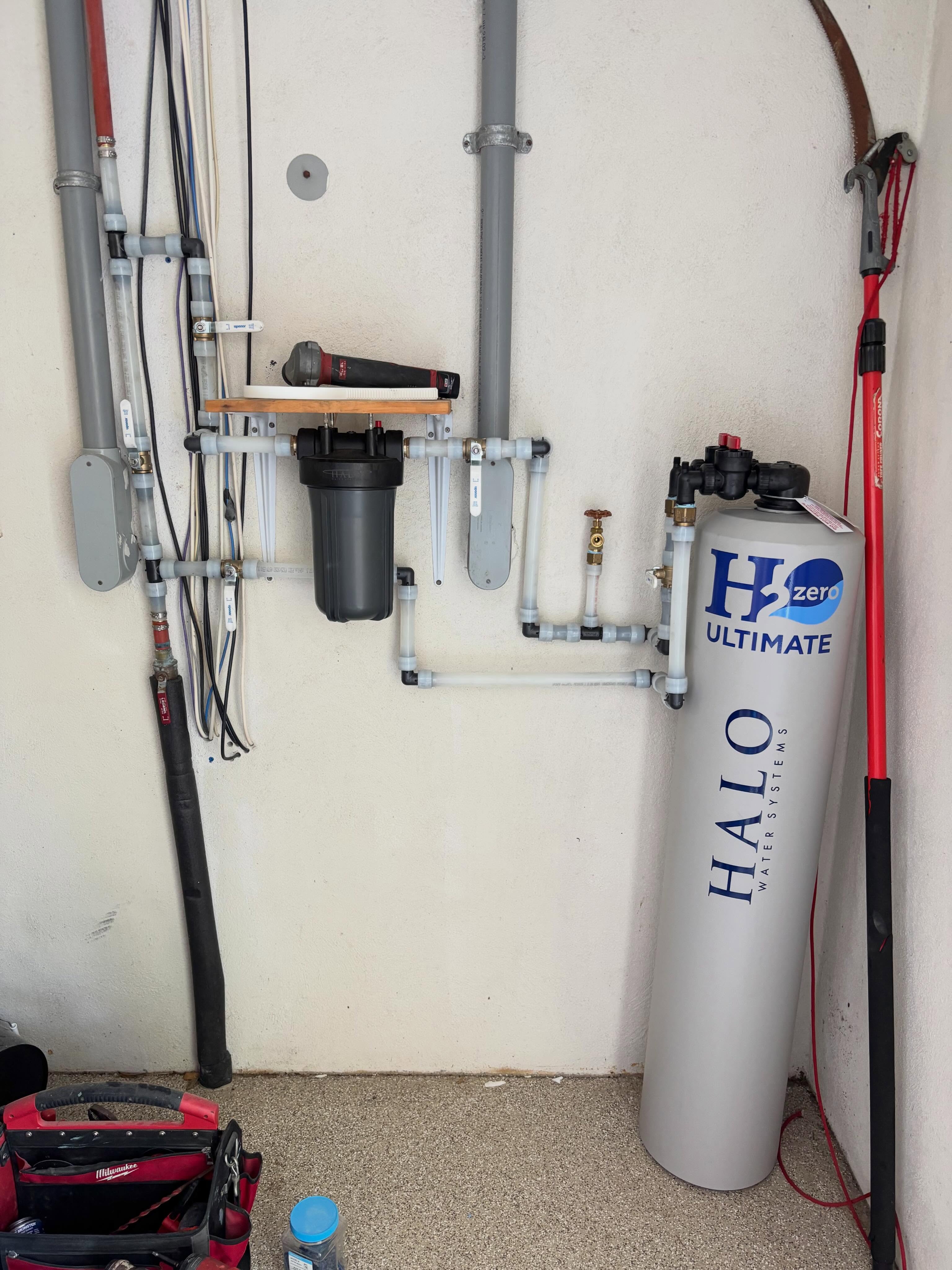 Whole-house water filtration installation
